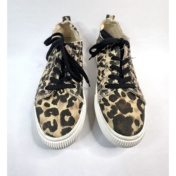 JELLYPOP 'Newstar' Leopard Print Canvas Platform Lace Up Sneakers Sz. 8.5 - Picture 4 of 8